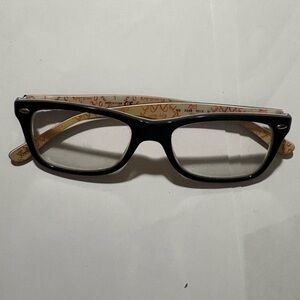 Rayban Black and Tan Glasses with Patterned Arms prescription frame only
